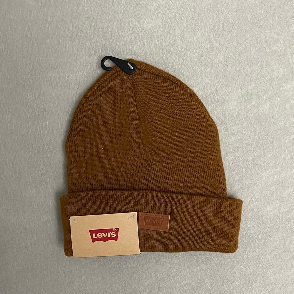 Levi's Ribbed Knit Beanie Tan One Size NEW